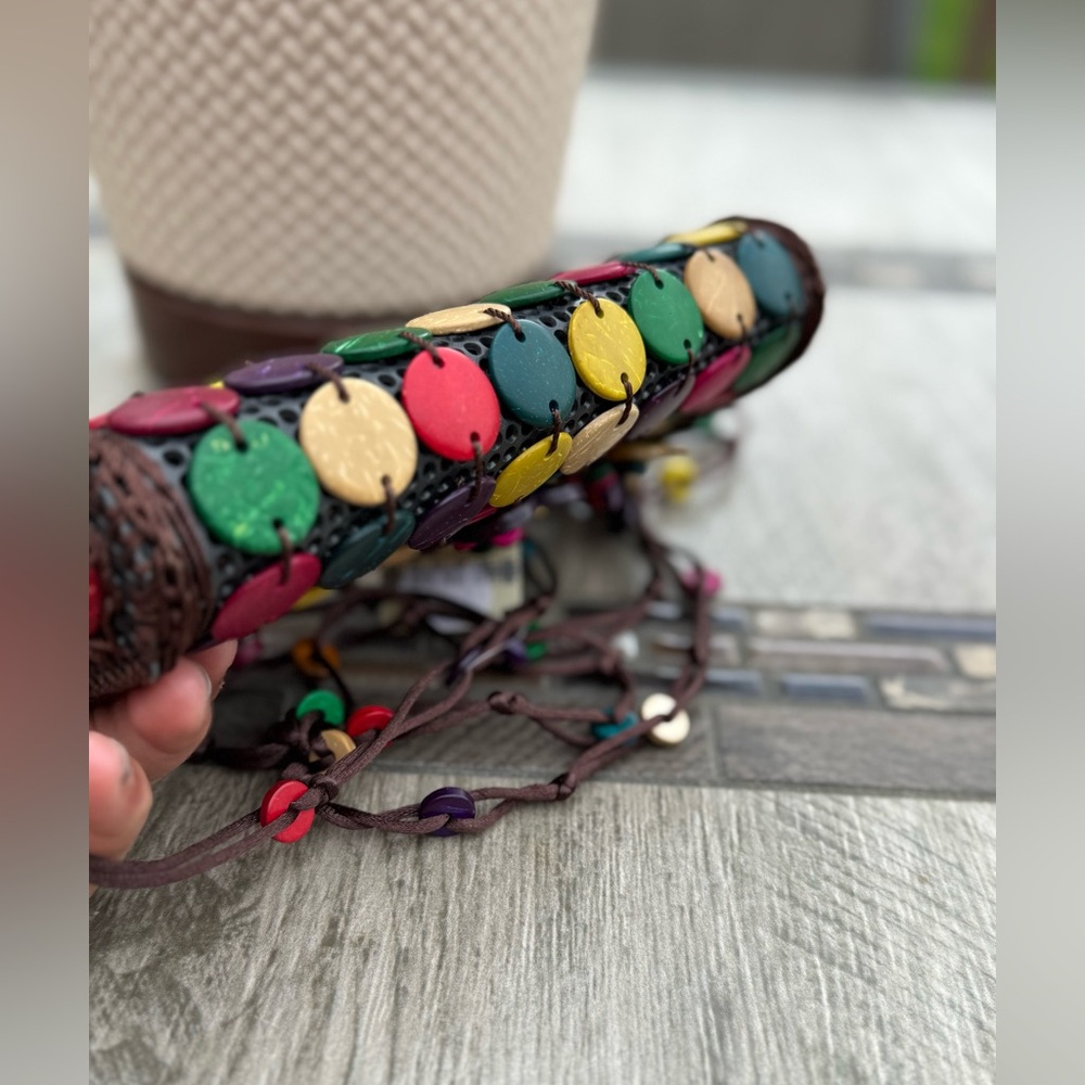 GUC! Vintage Colorful Coconut Shell Handmade Crossbody Women's Bag - Picture 7 of 11
